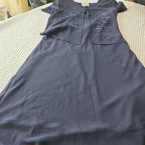 Tradition Navy Maxu Dress with Beaded Bodice Sz 14